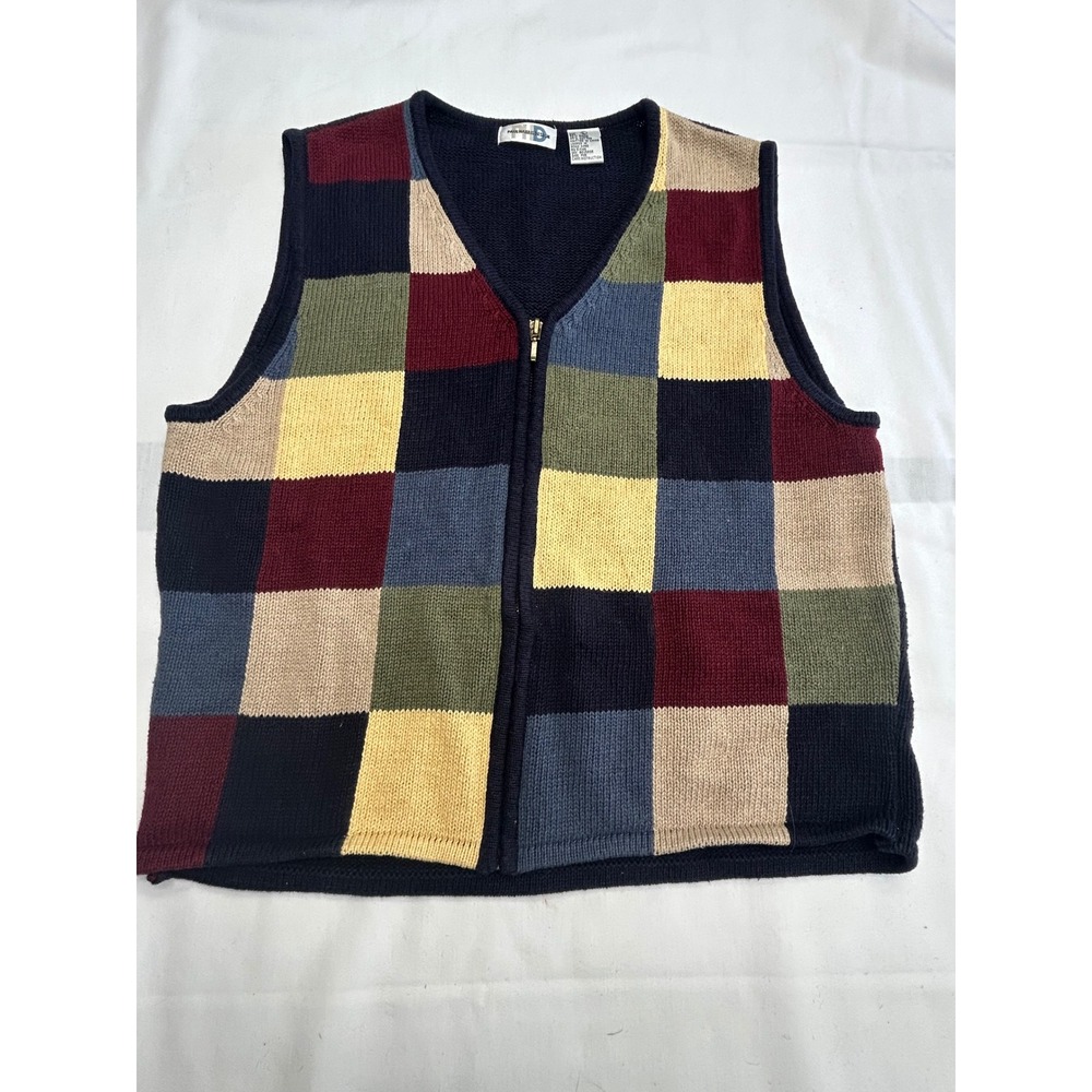 90s Vintage Paul Harris Patchwork Knit Sweater Vest Large